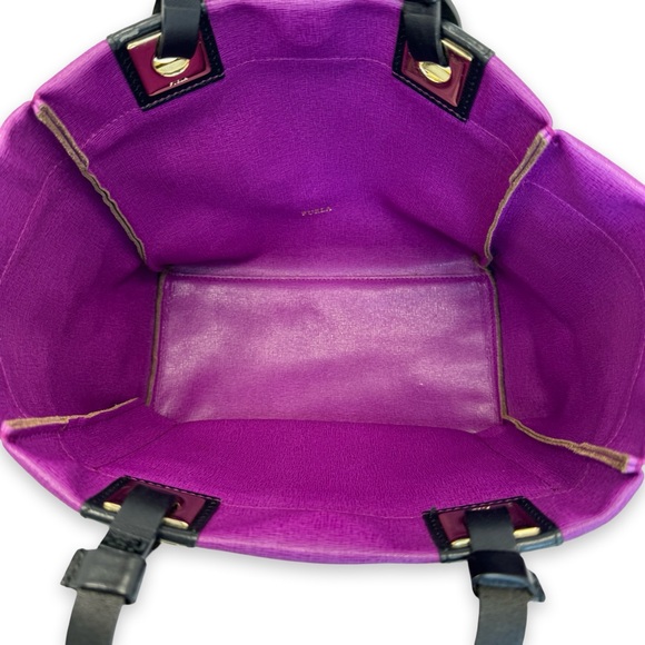 FURLA Suede Reversible Violet & Mocha Italian Leather Tote w/ Dustbag! - Picture 2 of 14